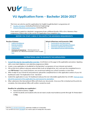 VU Bachelor Application Form