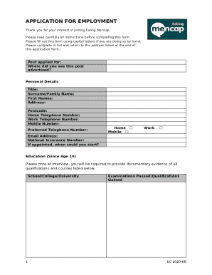 Employment Application Form