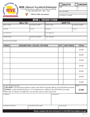 MVE Order Form
