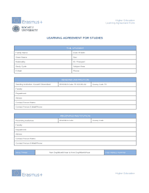 Higher Education Learning Agreement Form