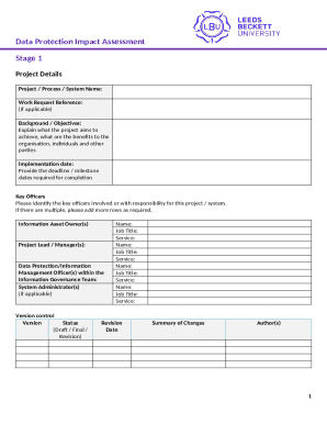 UK Data Protection Impact Assessment Form