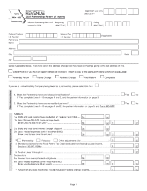 Missouri Partnership Return of Income Form MO-1065
