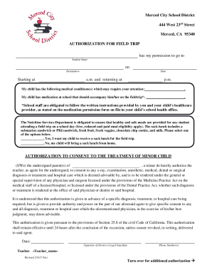 Field Trip Authorization Form
