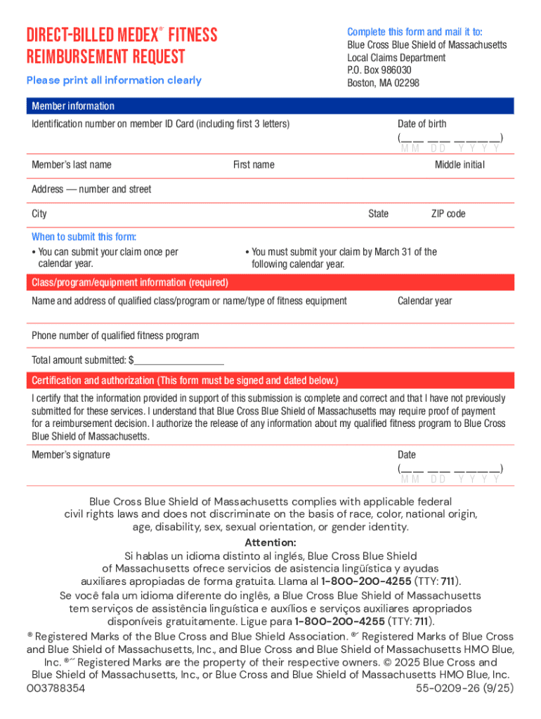 Medex 003 Form.pdf Medex Fitness Reimbursement Form - Blank Fillable Template | Fill Out ...