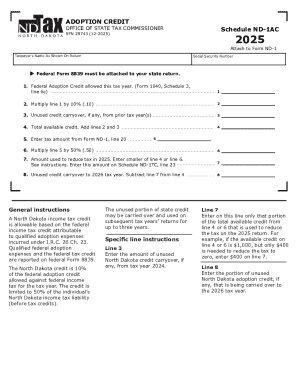 North Dakota Adoption Credit Form ND-1AC