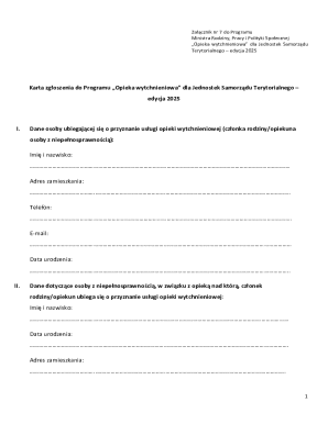 Respite Care Program Application Form