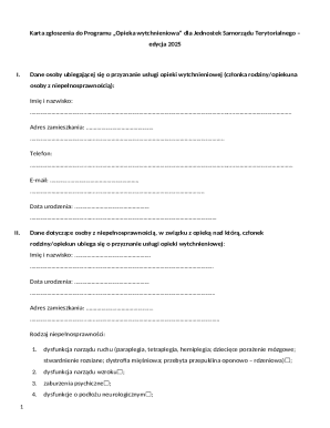 Respite Care Application Form