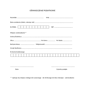 Polish Tax Declaration Form