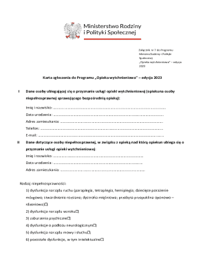 Poland Respite Care Application Form 2023
