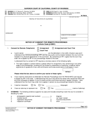 California Remote Proceedings Consent Form