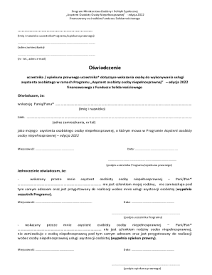 Personal Assistant for Disabled Person Program Declaration 2022