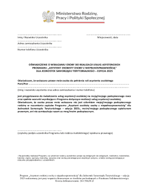 Personal Assistant Service Declaration Form