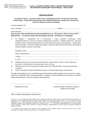 Personal Assistant Declaration Form
