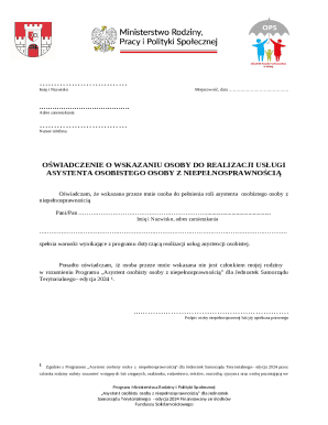 Personal Assistant Service Declaration