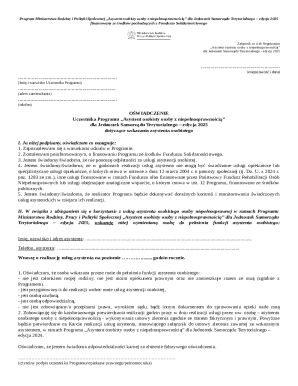 Personal Assistant for Disabled Persons Program Declaration