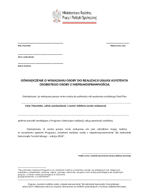 Personal Assistant Service Declaration