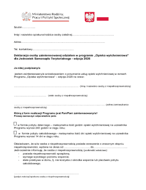 Opieka Wytchnieniowa Declaration Form 2026