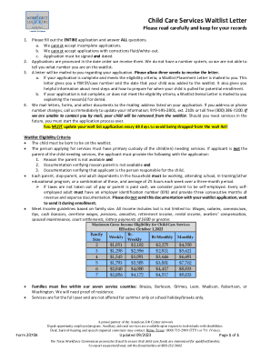 Texas Child Care Services Waitlist Application