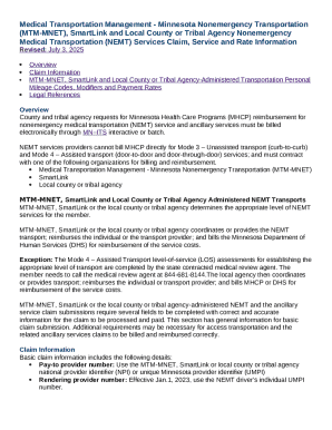 Minnesota Nonemergency Medical Transportation Claim Form