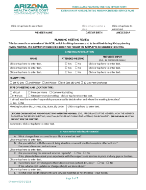 Tribal ALTCS Planning Meeting Review Form