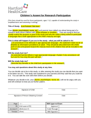 Child Research Participation Assent Form