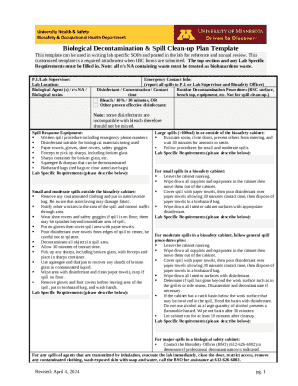 Biological Decontamination & Spill Clean-up Plan Template