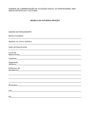 Artistic Activity Self-Declaration Form