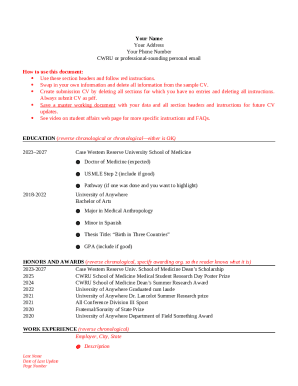 Medical School CV Template