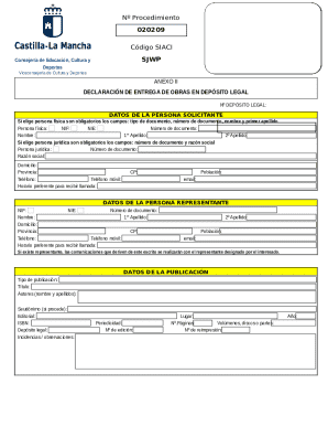 Castilla-La Mancha Legal Deposit Declaration Form