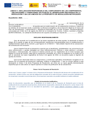 Spain Tourism Grant Compliance Declaration