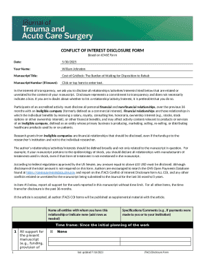 Conflict of Interest Disclosure Form