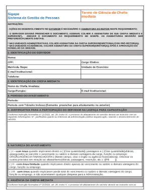 Sigepe Termo de Ciência da Chefia
