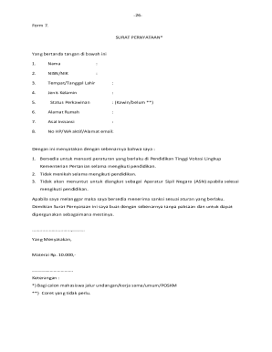 Indonesian Student Declaration Form