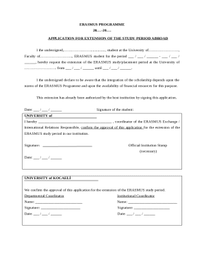 Erasmus Study Period Extension Application