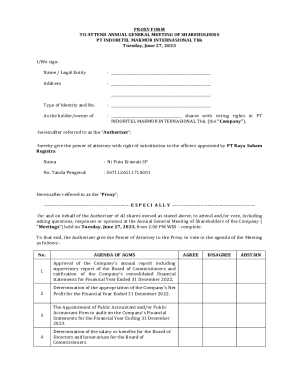 Proxy Form for Annual General Meeting