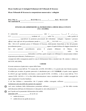 Italian Legal Aid Application Form