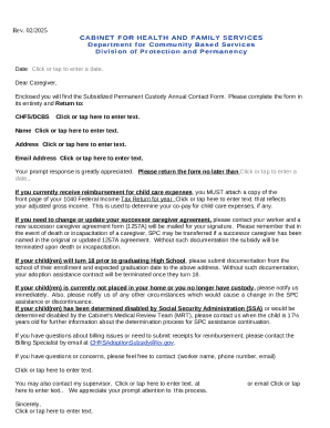 Subsidized Permanent Custody Annual Contact Form