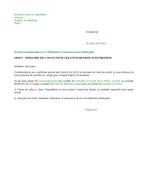 Congé Création Reprise Entreprise