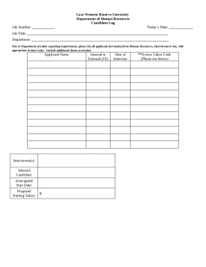 Candidate Log Form
