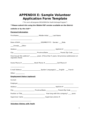 Rotary Volunteer Application Form
