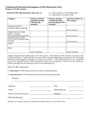 Continuing Professional Development Declaration Form