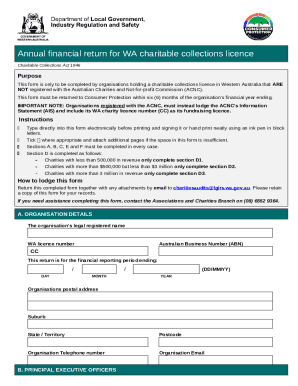 WA Charitable Collections Annual Financial Return