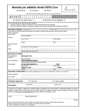 SEPA Core Direct Debit Mandate