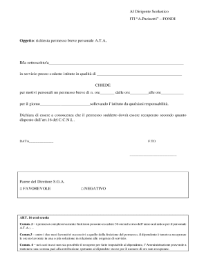Short Personal Leave Request Form