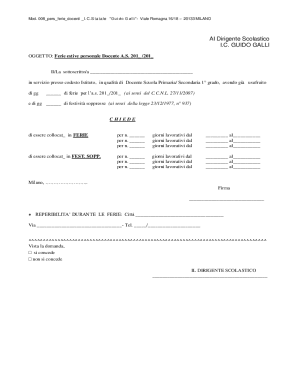 Teacher Summer Vacation Request Form