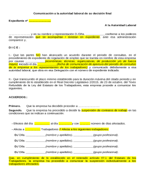 Final Decision Communication to Labor Authority