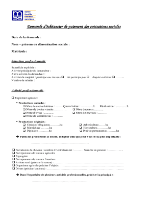 Demande d’échéancier de paiement des cotisations sociales