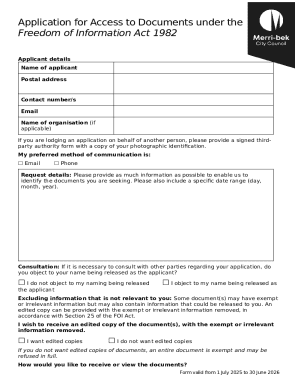 Freedom of Information Act Application