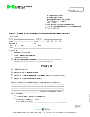 Italian Hospital Administrative Document Request Form