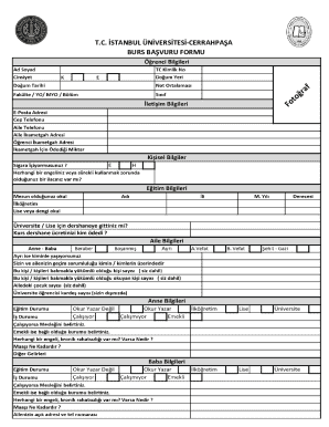 T.C. Istanbul University Bursa Application Form